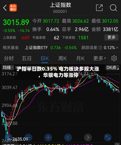 沪指半日跌0.35% 电力板块多股大涨，华银电力等涨停