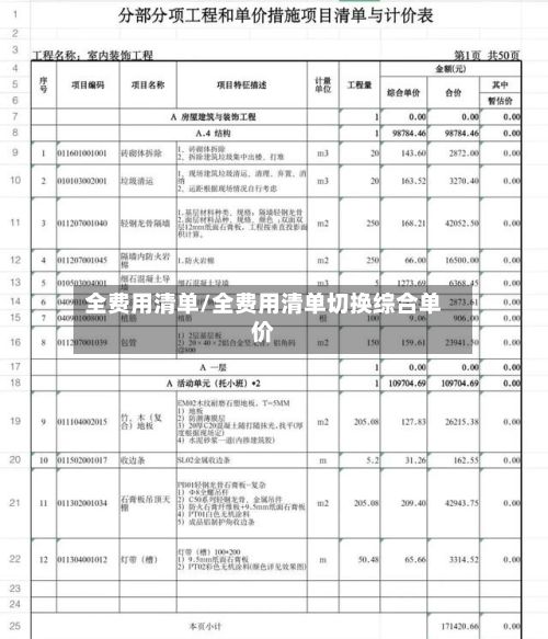 全费用清单/全费用清单切换综合单价-第2张图片