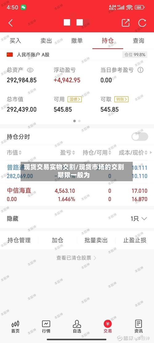现货交易实物交割/现货市场的交割期限一般为