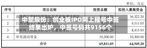中塑股份：创业板IPO网上摇号中签结果出炉，中签号码共9156个-第2张图片