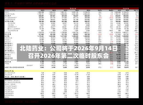北陆药业：公司将于2026年9月14日召开2026年第二次临时股东会-第1张图片