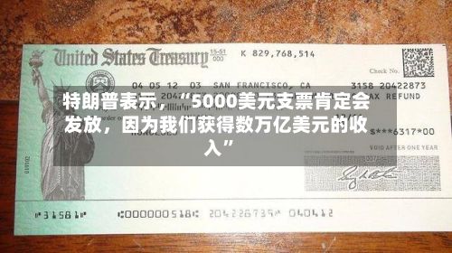 特朗普表示	，“5000美元支票肯定会发放，因为我们获得数万亿美元的收入”-第2张图片