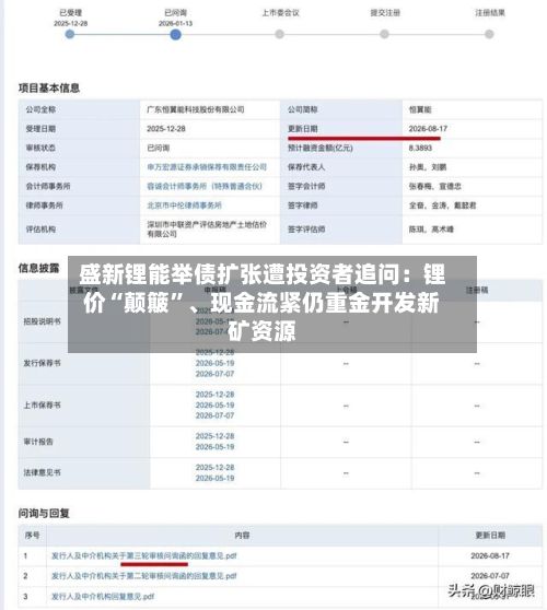 盛新锂能举债扩张遭投资者追问：锂价“颠簸	”、现金流紧仍重金开发新矿资源-第1张图片