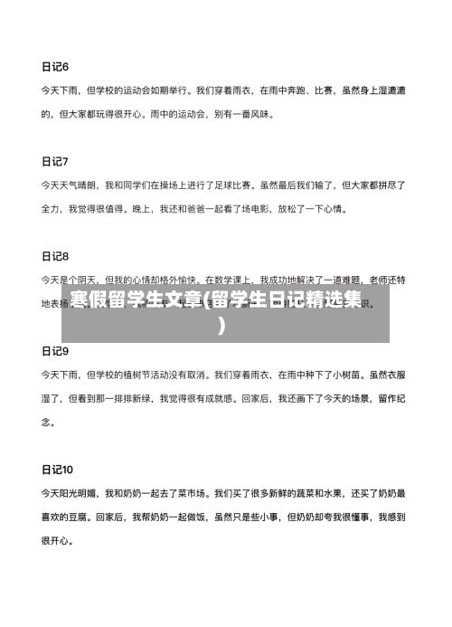 寒假留学生文章(留学生日记精选集)