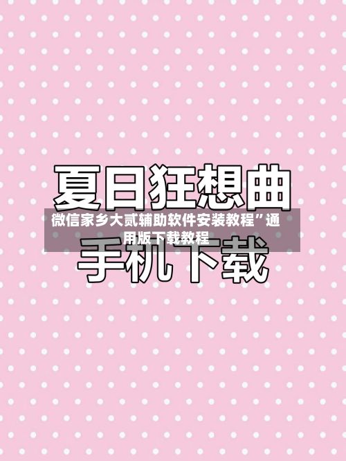 微信家乡大贰辅助软件安装教程”通用版下载教程-第2张图片