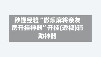 秒懂经验“微乐麻将亲友房开挂神器”开挂(透视)辅助神器-第2张图片
