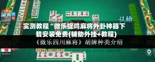 实测教程“微乐捉鸡麻将外卦神器下载安装免费(辅助外挂+教程)-第3张图片