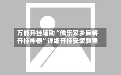 万能开挂辅助“微乐家乡麻将开挂神器”详细开挂安装教程-第3张图片