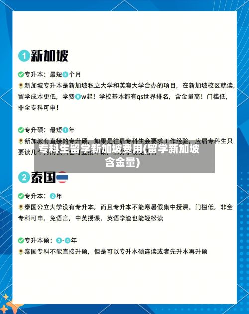 专科生留学新加坡费用(留学新加坡含金量)
