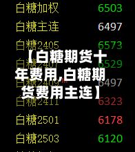 【白糖期货十年费用,白糖期货费用主连】-第2张图片