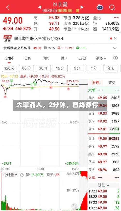 大单涌入，2分钟，直线涨停-第2张图片