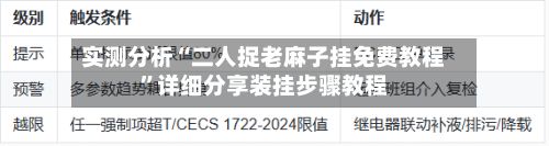 实测分析“二人捉老麻子挂免费教程”详细分享装挂步骤教程