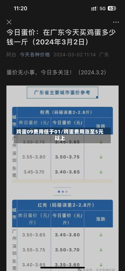 鸡蛋09费用低于01/鸡蛋费用涨至5元以上