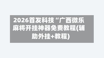 2026首发科技“广西微乐麻将开挂神器免费教程(辅助外挂+教程)-第2张图片