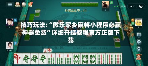 技巧玩法:“微乐家乡麻将小程序必赢神器免费”详细开挂教程官方正版下载-第3张图片