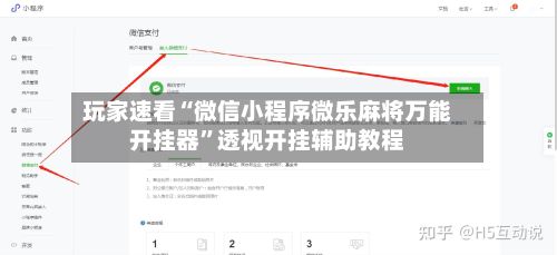 玩家速看“微信小程序微乐麻将万能开挂器”透视开挂辅助教程
