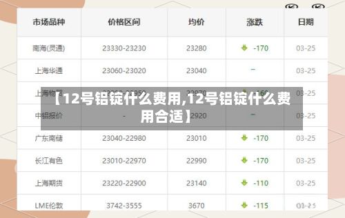 【12号铝锭什么费用,12号铝锭什么费用合适】