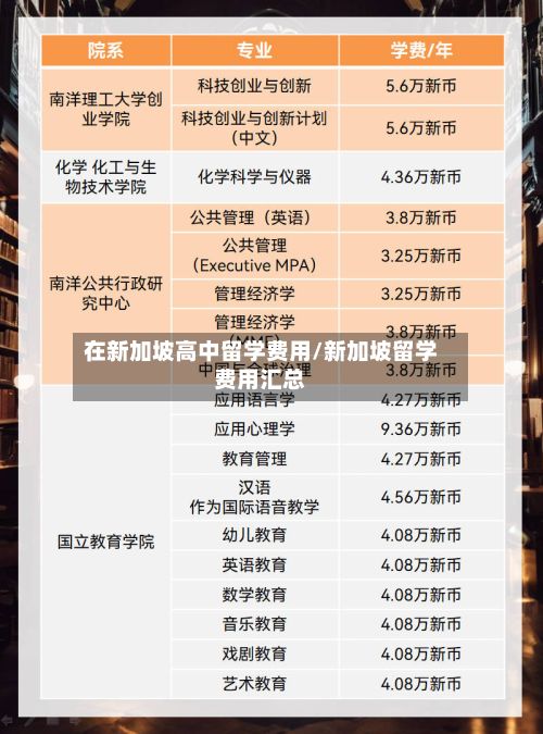 在新加坡高中留学费用/新加坡留学费用汇总-第3张图片