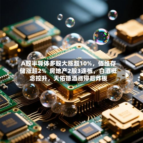 A股半导体多股大涨超10%，佰维存储涨超2%  房地产2股3连板，白酒概念拉升，天佑德酒涨停后炸板