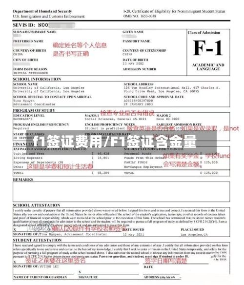 f1签证费用/F1签证含金量