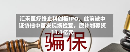 汇禾医疗终止科创板IPO，此前被中证协抽中首发现场检查，原计划募资11.1亿元-第3张图片