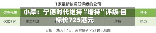小摩：宁德时代维持“增持”评级 目标价725港元-第2张图片