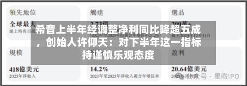 希音上半年经调整净利同比降超五成，创始人许仰天：对下半年这一指标持谨慎乐观态度