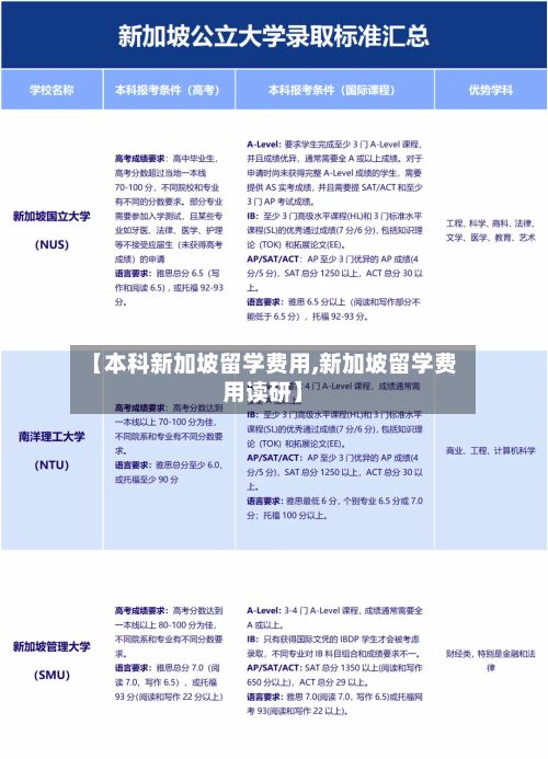 【本科新加坡留学费用,新加坡留学费用读研】-第2张图片