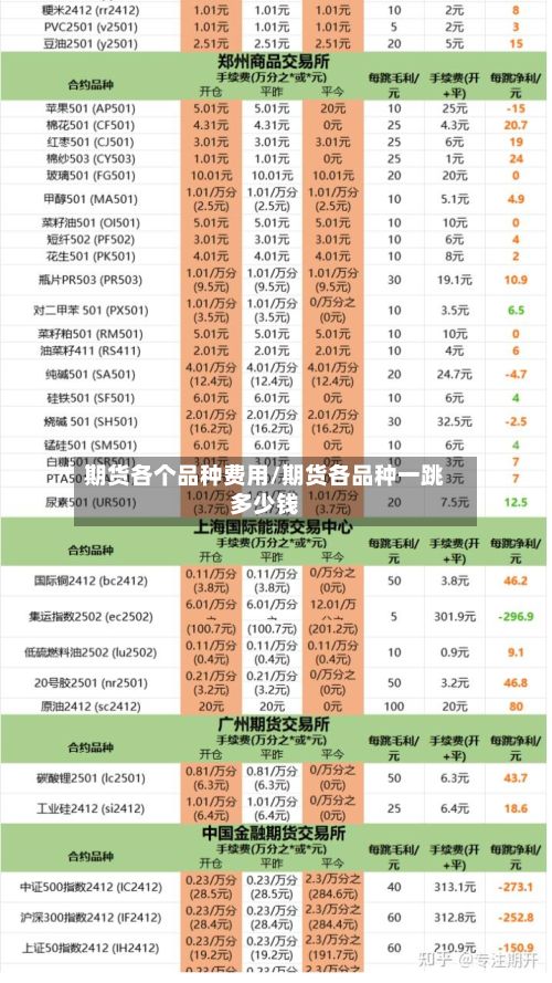 期货各个品种费用/期货各品种一跳多少钱-第2张图片