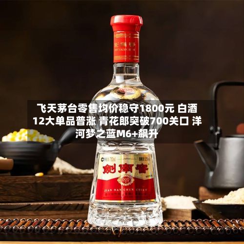 飞天茅台零售均价稳守1800元 白酒12大单品普涨 青花郎突破700关口 洋河梦之蓝M6+飙升
