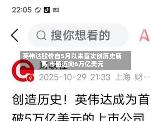 英伟达股价自5月以来首次创历史新高 市值迈向6万亿美元