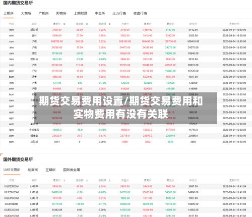 期货交易费用设置/期货交易费用和实物费用有没有关联