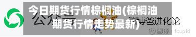 今日期货行情棕榈油(棕榈油期货行情走势最新)