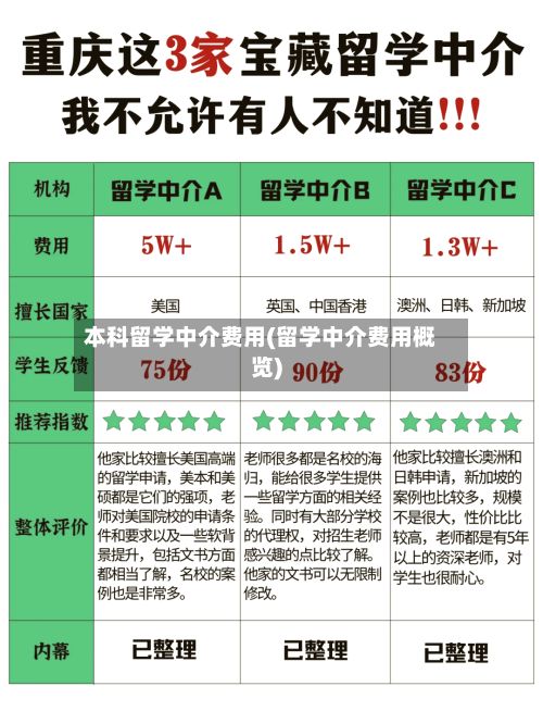本科留学中介费用(留学中介费用概览)