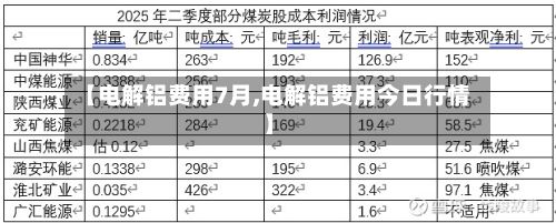 【电解铝费用7月,电解铝费用今日行情】