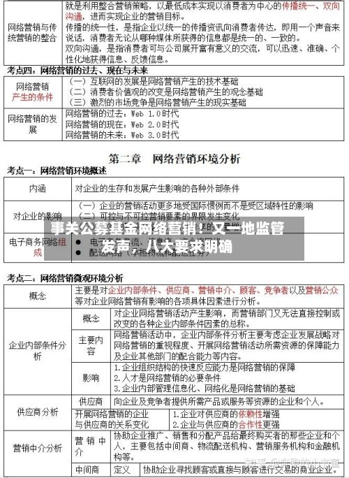 事关公募基金网络营销！又一地监管发声，八大要求明确