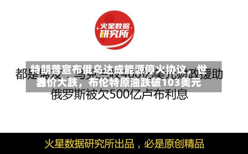 特朗普宣布俄乌达成能源停火协议，世界油价大跌	，布伦特原油跌破103美元-第2张图片