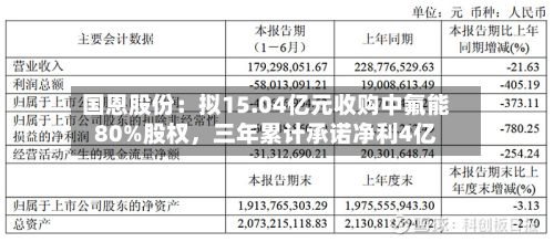 国恩股份：拟15.04亿元收购中氟能80%股权	，三年累计承诺净利4亿-第2张图片