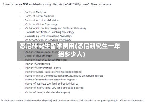 悉尼研究生留学费用(悉尼研究生一年招多少人)