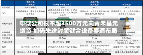 中微公司拟不超3500万元向青禾晶元增资 加码先进封装键合设备赛道布局-第2张图片