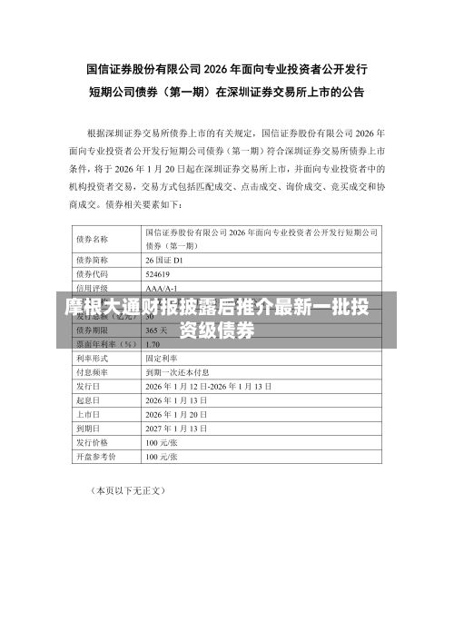 摩根大通财报披露后推介最新一批投资级债券-第1张图片