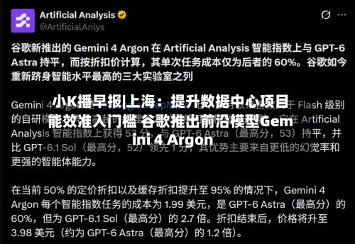 小K播早报|上海:提升数据中心项目能效准入门槛 谷歌推出前沿模型Gemini 4 Argon-第2张图片