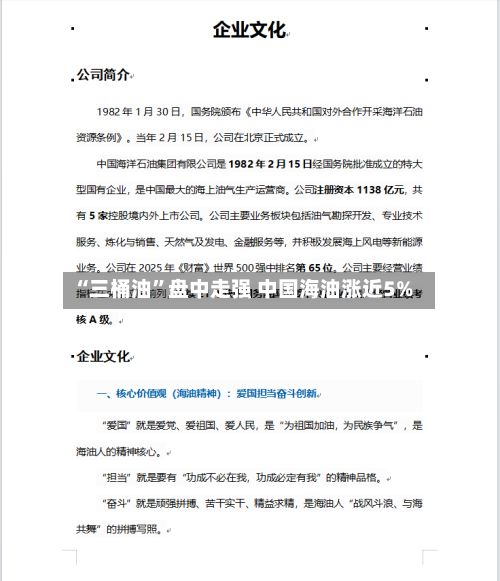 “三桶油	”盘中走强 中国海油涨近5%-第2张图片