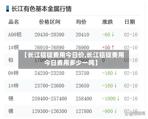 【长江铝锭费用今日价,长江铝锭费用今日费用多少一吨】