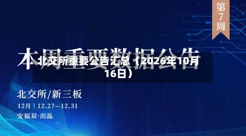 北交所重要公告汇总（2026年10月16日）