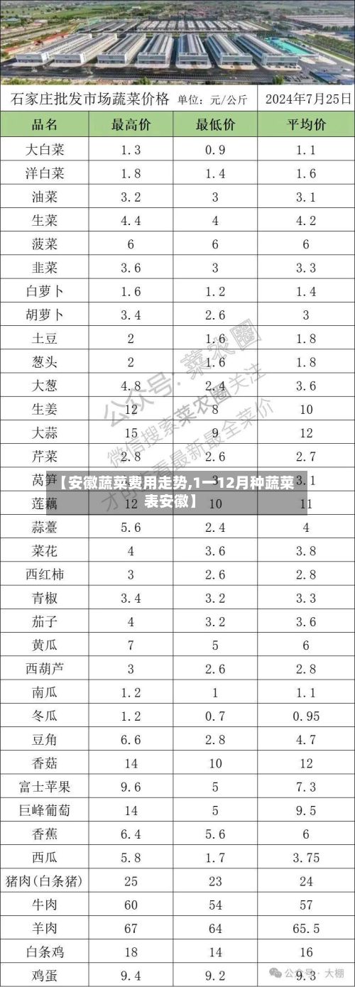 【安徽蔬菜费用走势,1一12月种蔬菜表安徽】