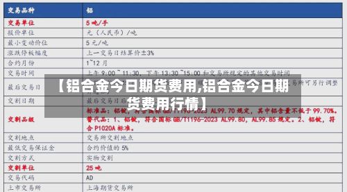 【铝合金今日期货费用,铝合金今日期货费用行情】