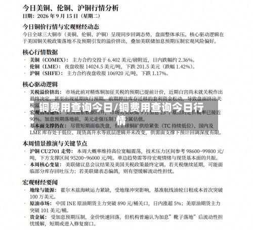 铜费用查询今日/铜费用查询今日行情-第2张图片