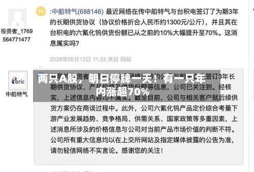 两只A股	，明日停牌一天！有一只年内涨超70%-第3张图片