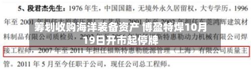 筹划收购海洋装备资产 博盈特焊10月19日开市起停牌-第1张图片